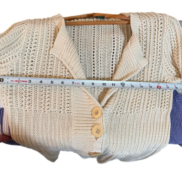 Eddie Bauer 100% Cotton Cozy 3 Button Cardigan L (Fits Like M) Ecru Neutral - Picture 8 of 10